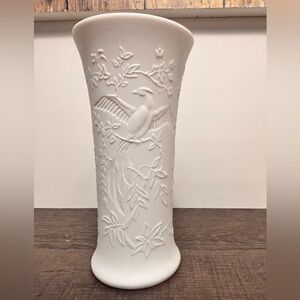 Vintage Kaiser Porcelain Bisque Vase – Bird & Floral Relief – West Germany